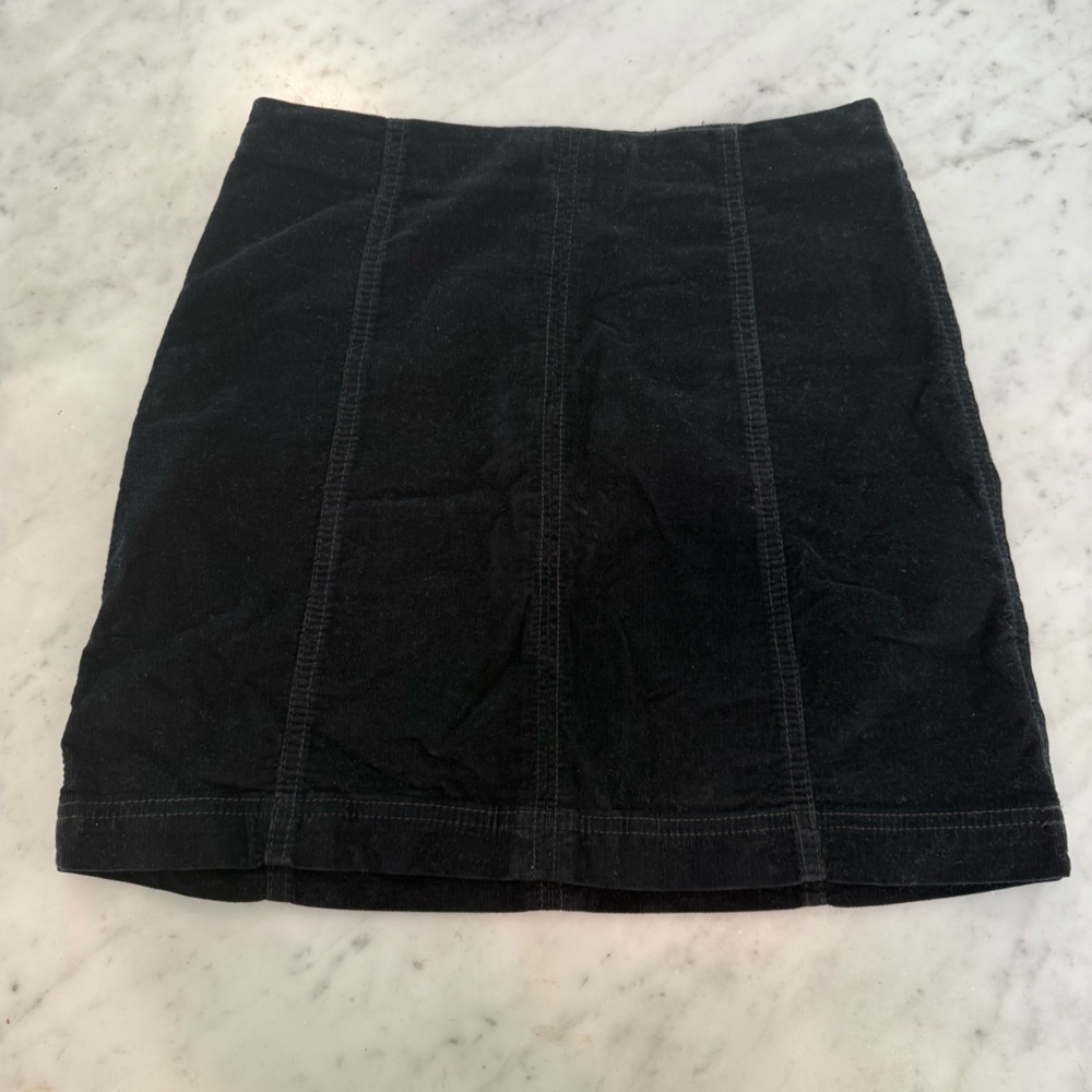 Free People Black Corduroy Velvet Mini Skirt Size 2